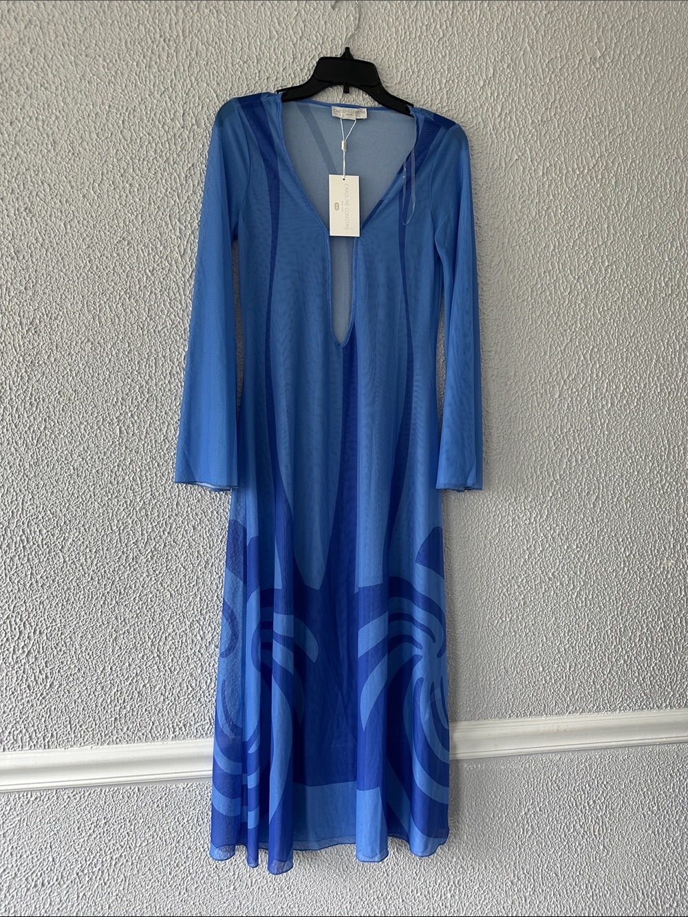 Caroline Constas Two-Tone Blue Long-Sleeve cover up Dress NWT - Picture 4 of 17